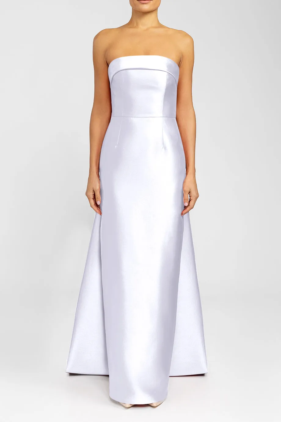Kelly Silk and Wool Column Gown with Detachable Cape
