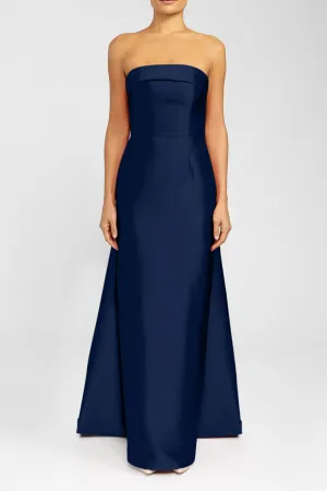 Kelly Silk and Wool Column Gown with Detachable Cape