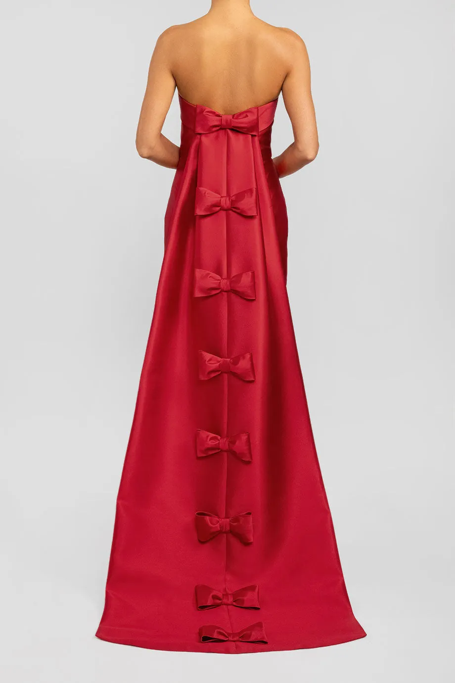 Kelly Silk and Wool Column Gown with Detachable Cape
