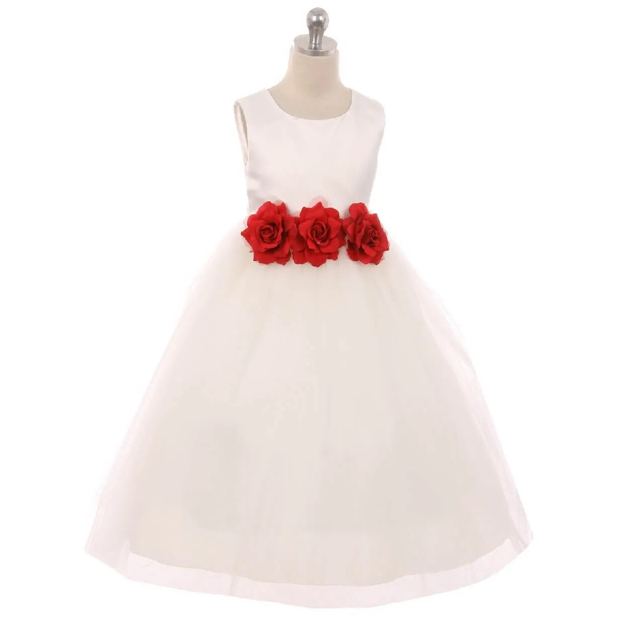 Leilani - Bridal Ivory or White - Baby Blue Flowers