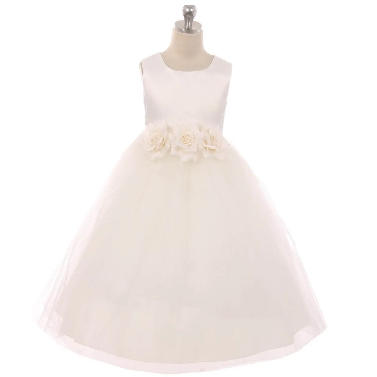 Leilani - Bridal Ivory or White - Baby Blue Flowers