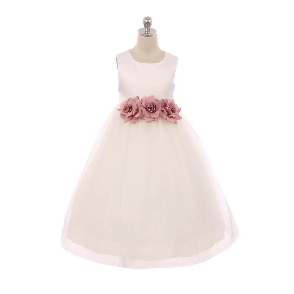 Leilani - Bridal Ivory or White - Baby Blue Flowers