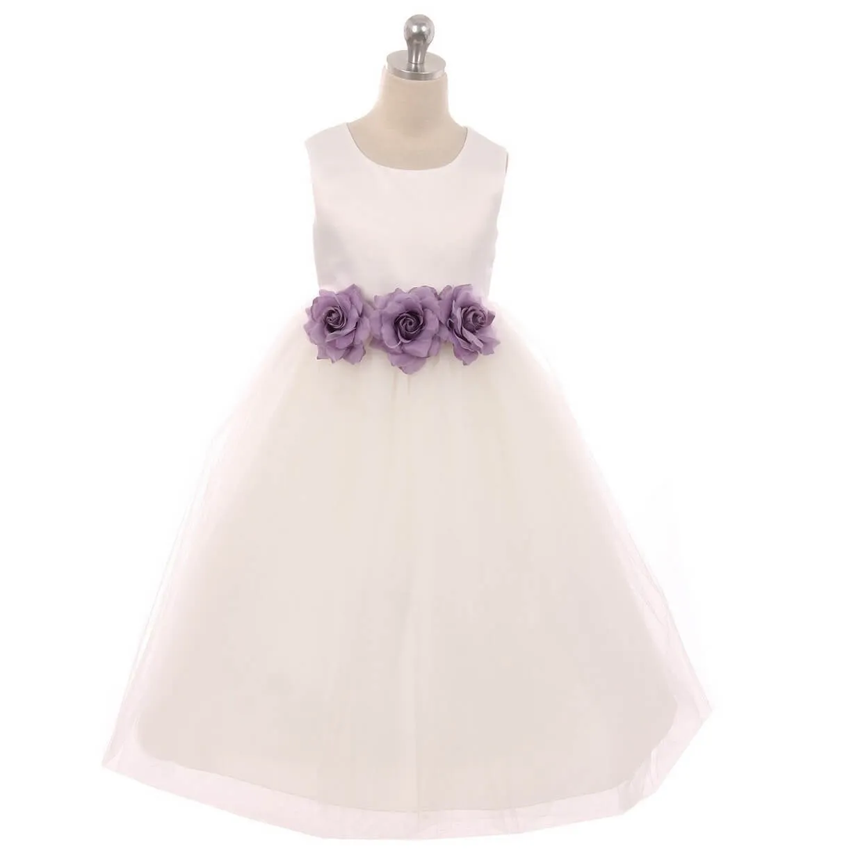 Leilani - Bridal Ivory or White - Baby Blue Flowers