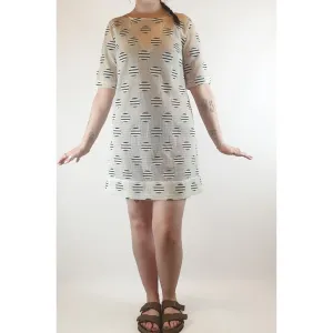 Leonard St white sheer dress with cute navy and white embroydered polka dots size 12