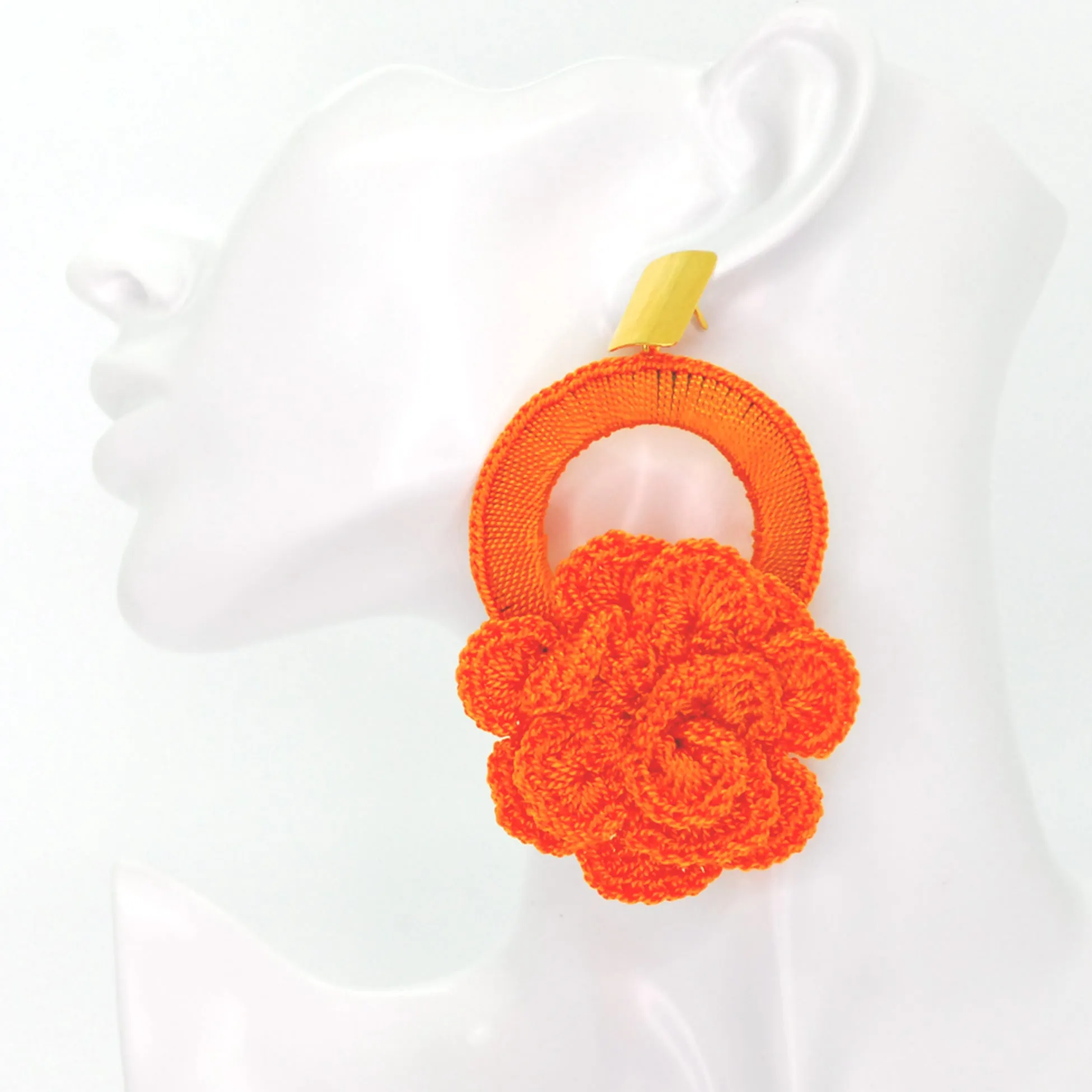 Libia: Orange Crochet Rose 24K Gold