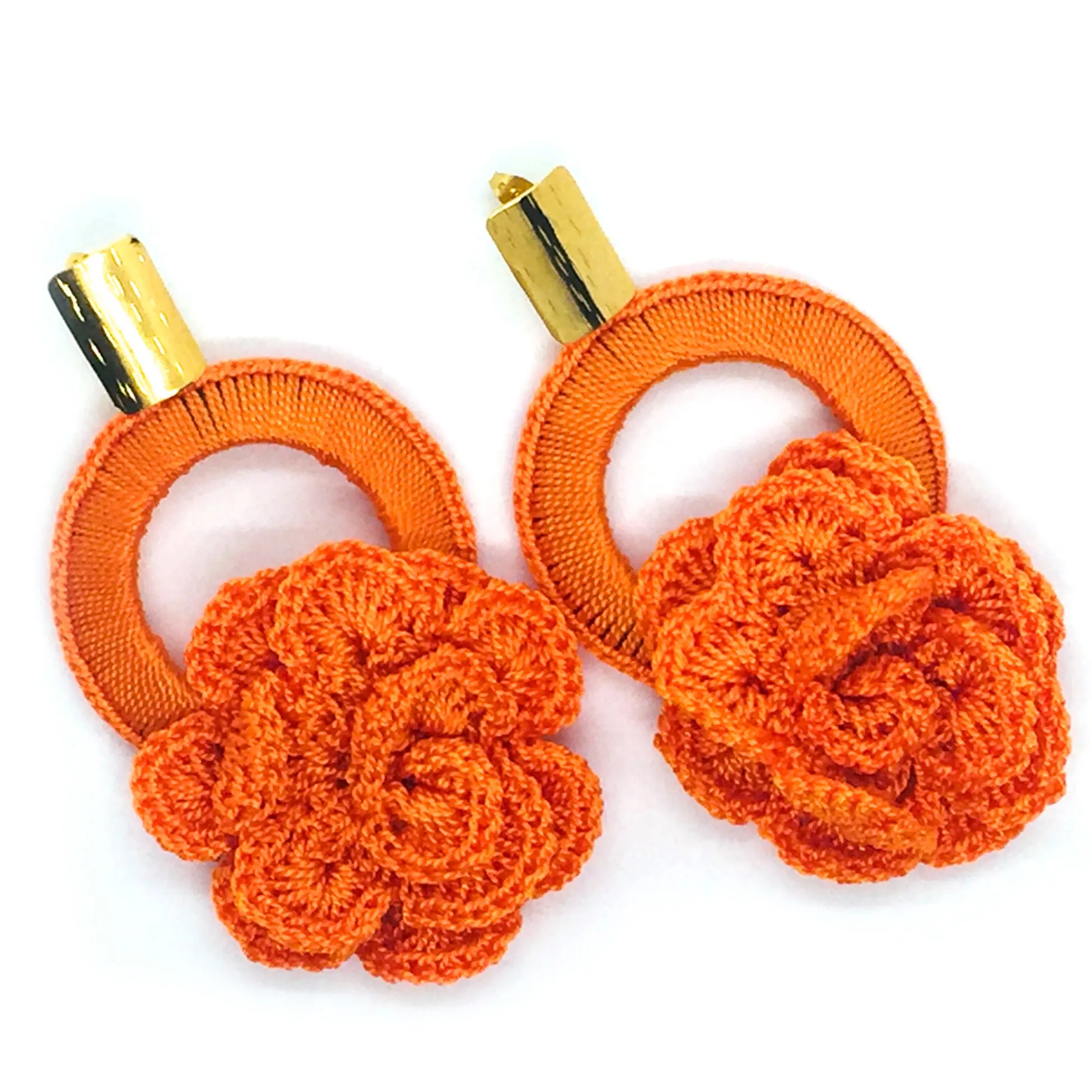 Libia: Orange Crochet Rose 24K Gold