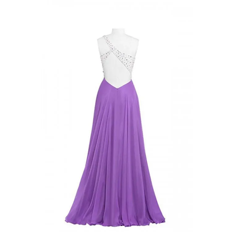 Long Floor Length Prom Dresses, Beading Prom Dresses, Asymmetric Prom Dresses, Criss-Cross Prom Dresses, TYP0238