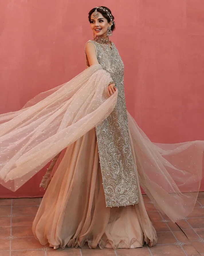 Long Kameez and Silk Lehenga Pakistani Wedding Dresses
