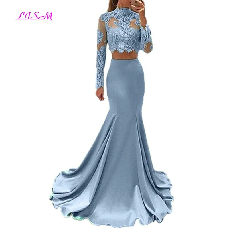 Long Sleeves High-Neck Mermaid Two Pieces Dress