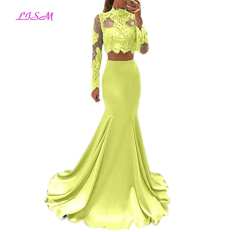 Long Sleeves High-Neck Mermaid Two Pieces Dress