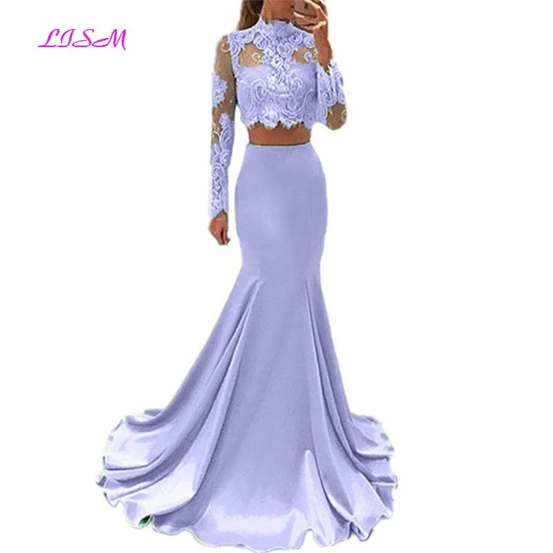 Long Sleeves High-Neck Mermaid Two Pieces Dress