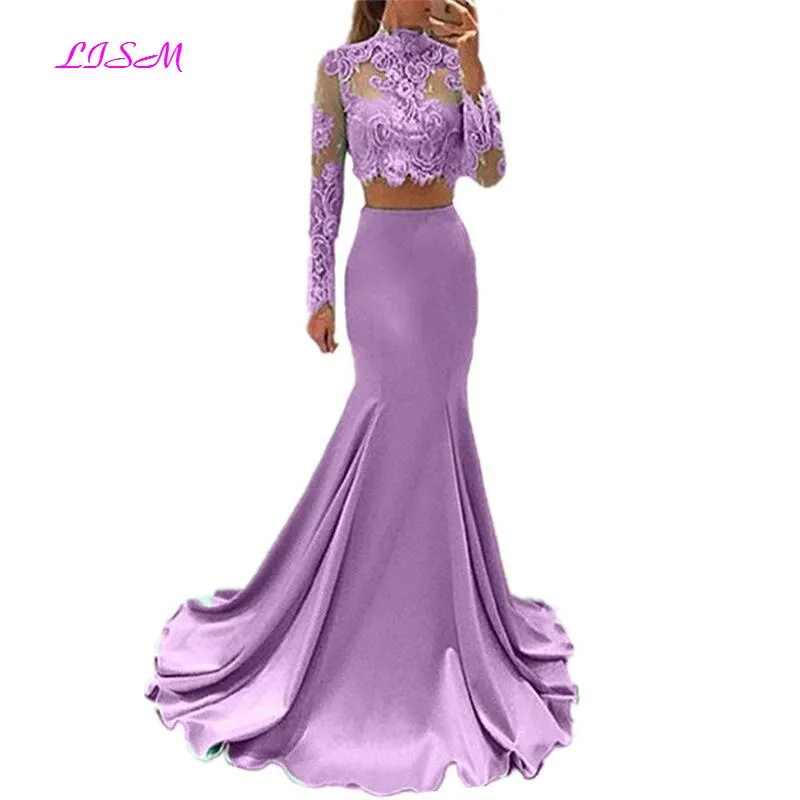 Long Sleeves High-Neck Mermaid Two Pieces Dress