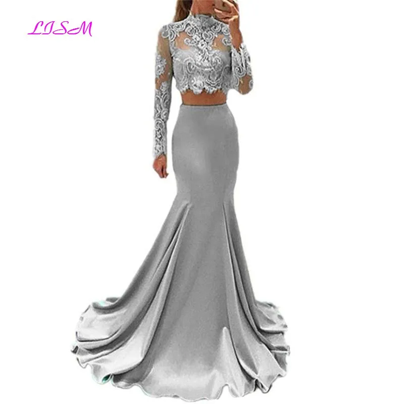 Long Sleeves High-Neck Mermaid Two Pieces Dress