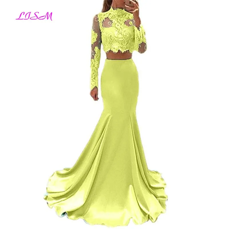 Long Sleeves High-Neck Mermaid Two Pieces Dress
