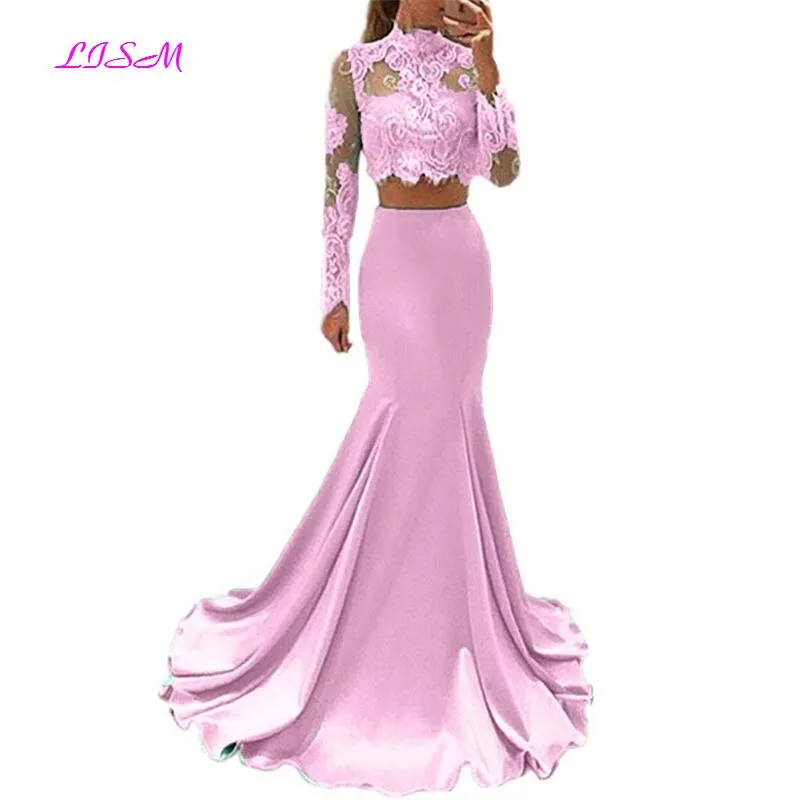Long Sleeves High-Neck Mermaid Two Pieces Dress