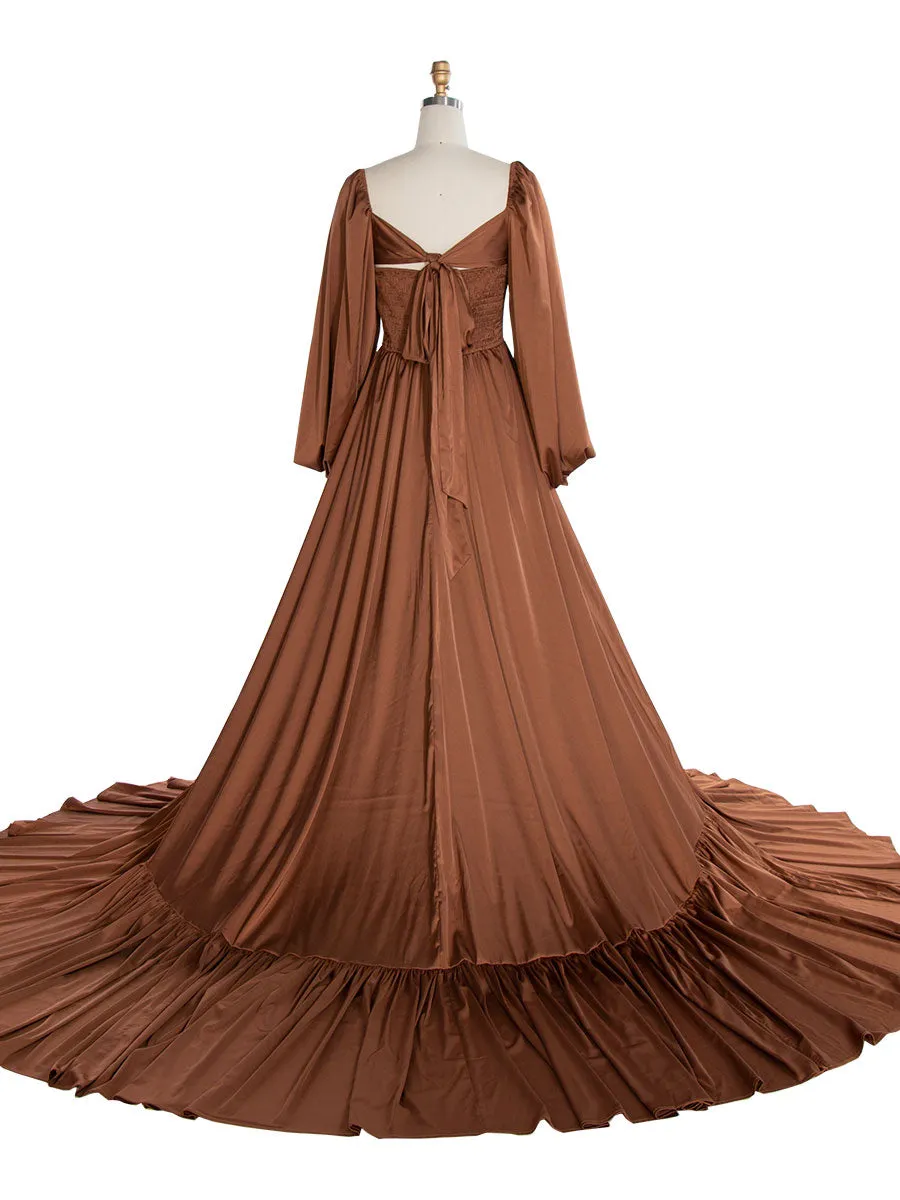 Long Train Maternity Dress Flying Dress Maternity Babyshower Dress YW240029