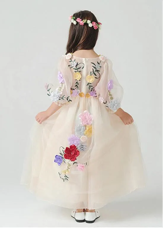 Lovely Flower Girl Dress With Handmade Flowers