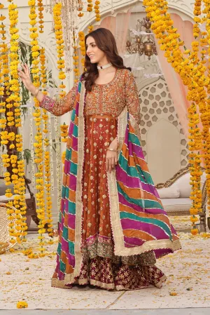 Luxury Pakistani Wedding Dress in Pishwas Lehenga Style