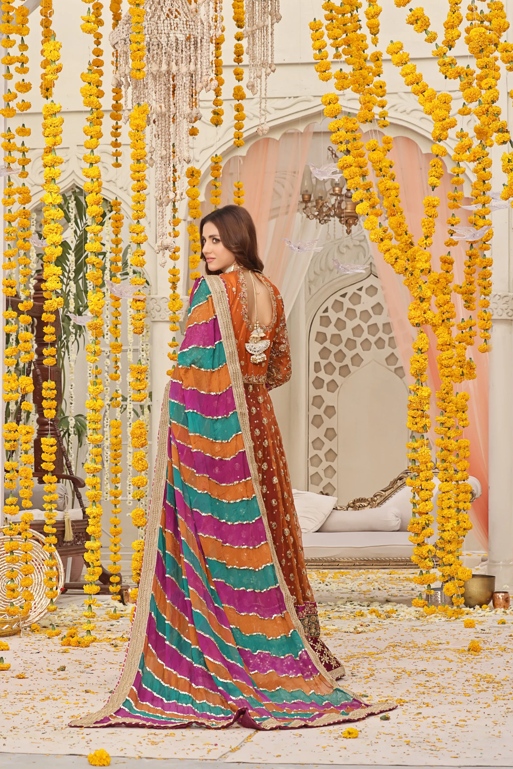 Luxury Pakistani Wedding Dress in Pishwas Lehenga Style