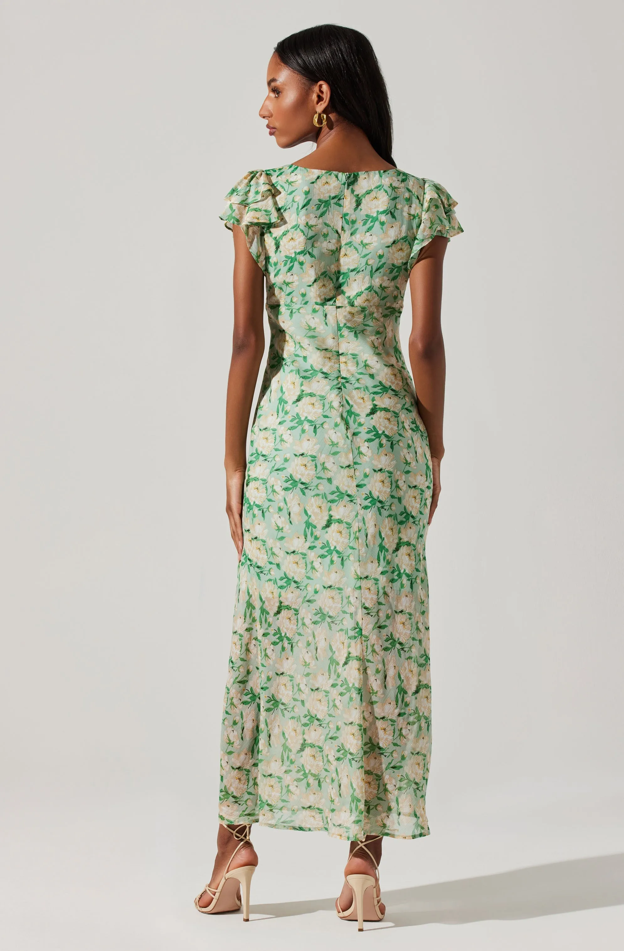 Maisy Floral Flutter Sleeve Midi Dress