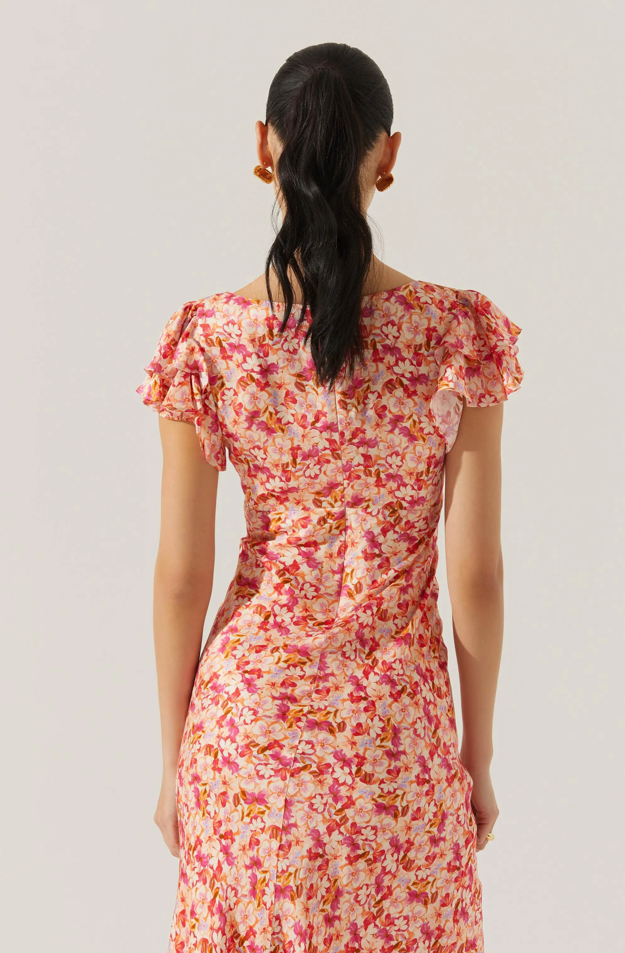 Maisy Floral Flutter Sleeve Midi Dress