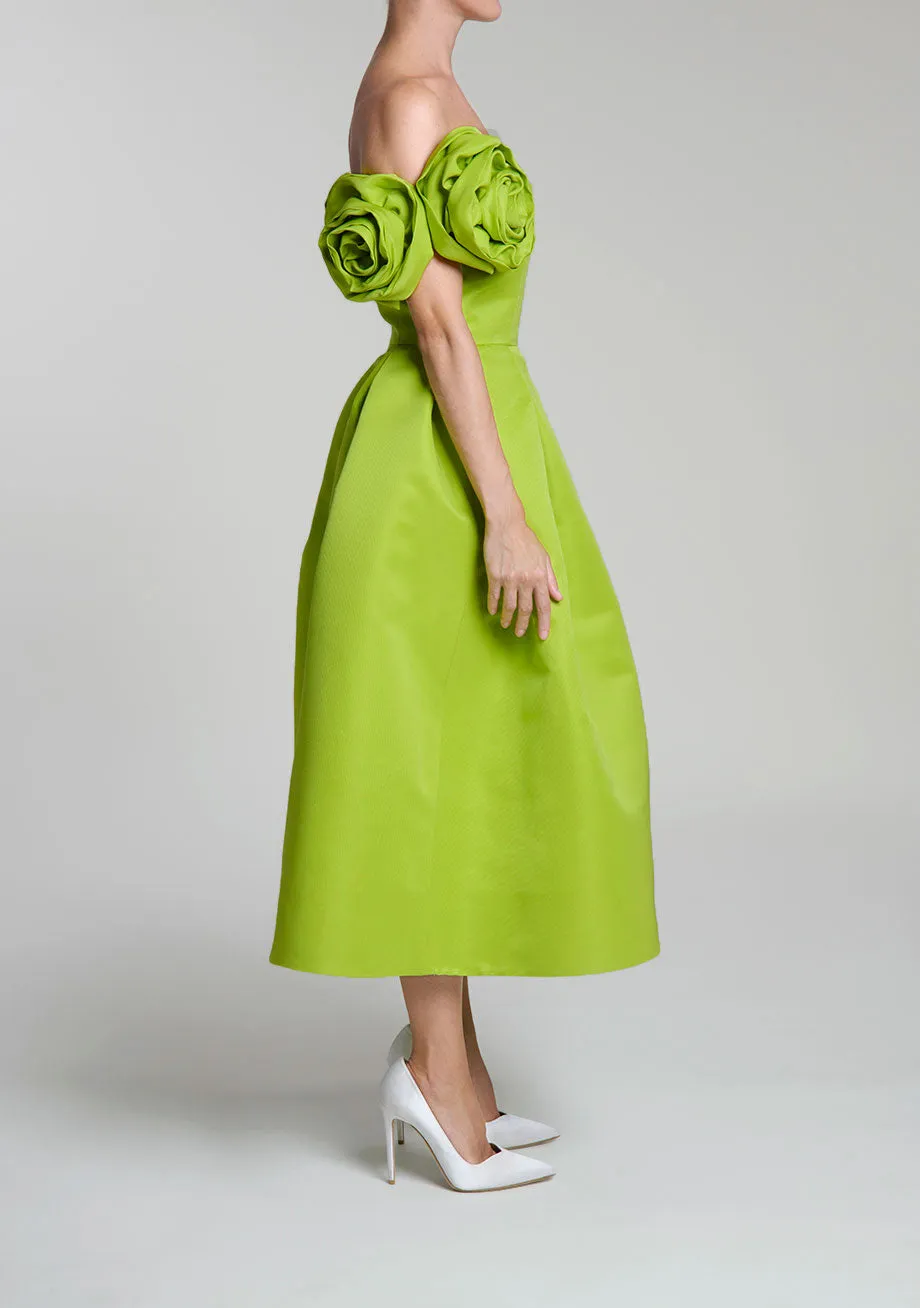 Mallory Silk Faille Full Midi Dress