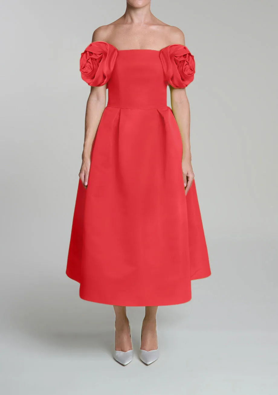 Mallory Silk Faille Full Midi Dress