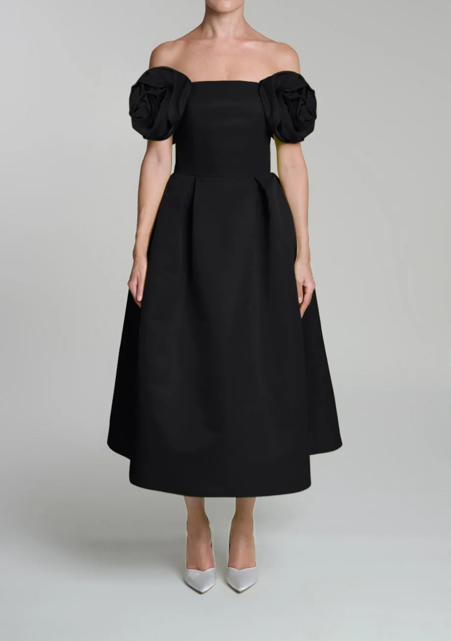 Mallory Silk Faille Full Midi Dress