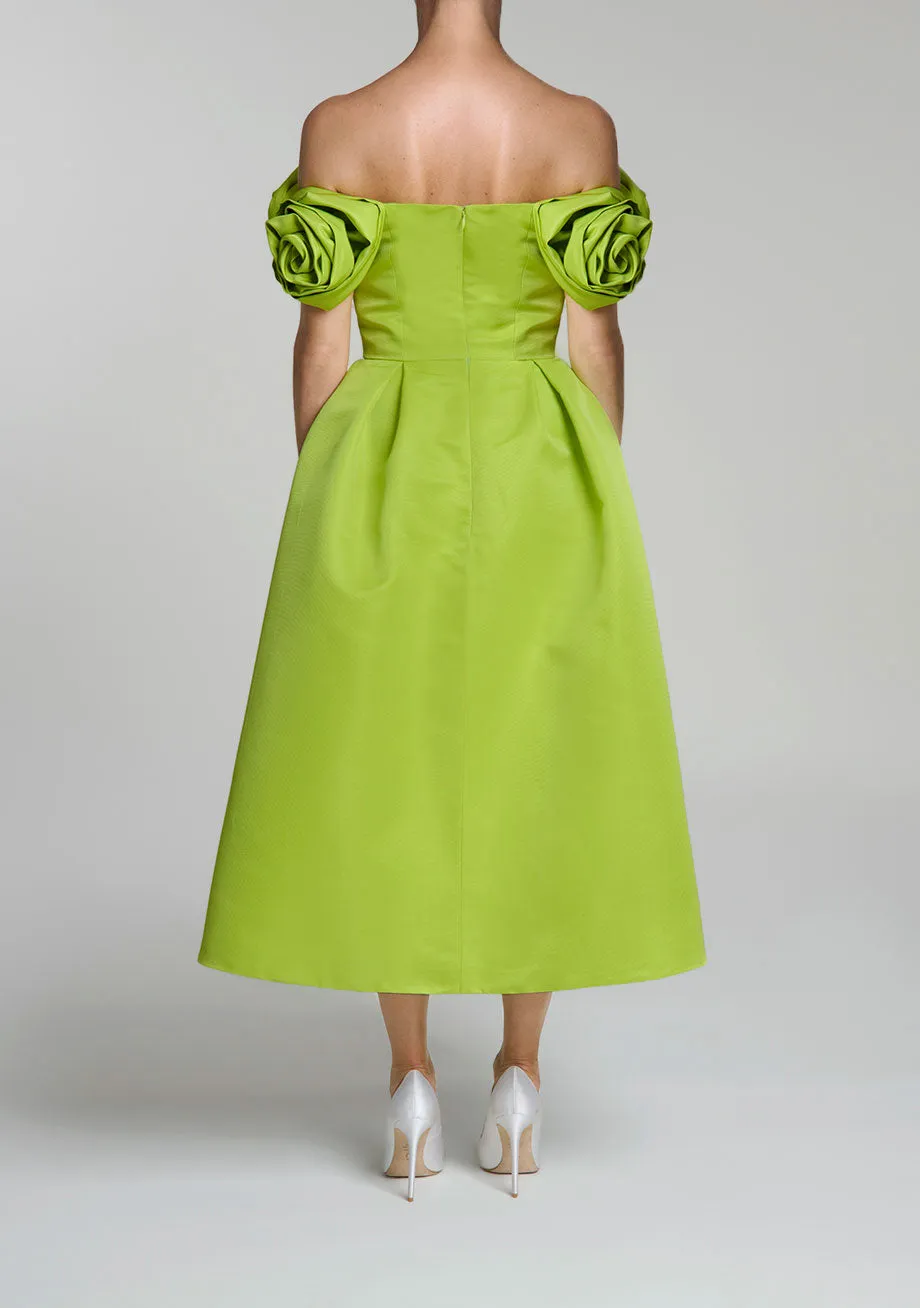 Mallory Silk Faille Full Midi Dress
