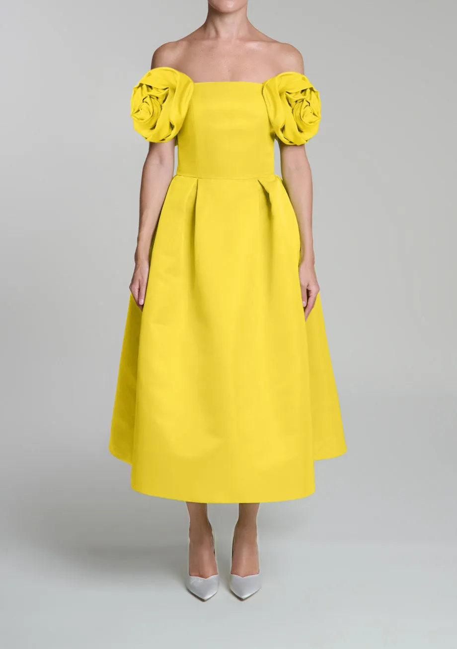 Mallory Silk Faille Full Midi Dress