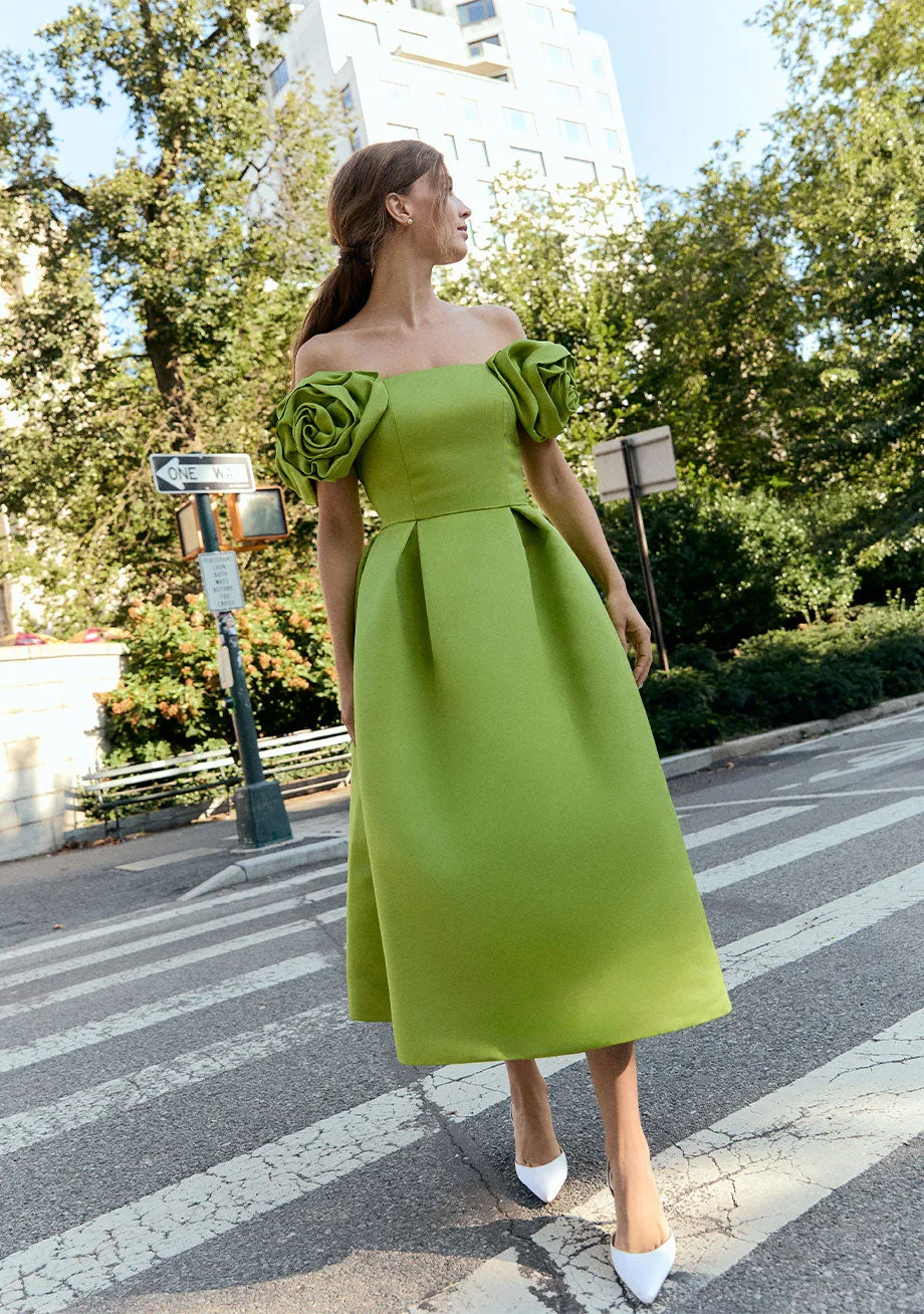 Mallory Silk Faille Full Midi Dress