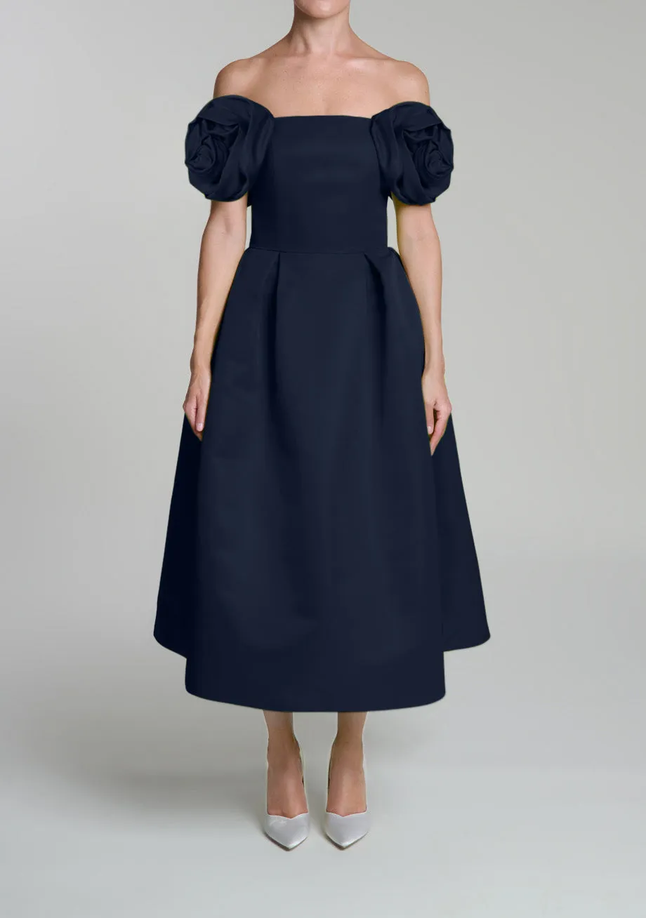 Mallory Silk Faille Full Midi Dress