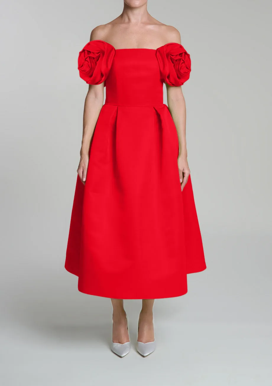 Mallory Silk Faille Full Midi Dress