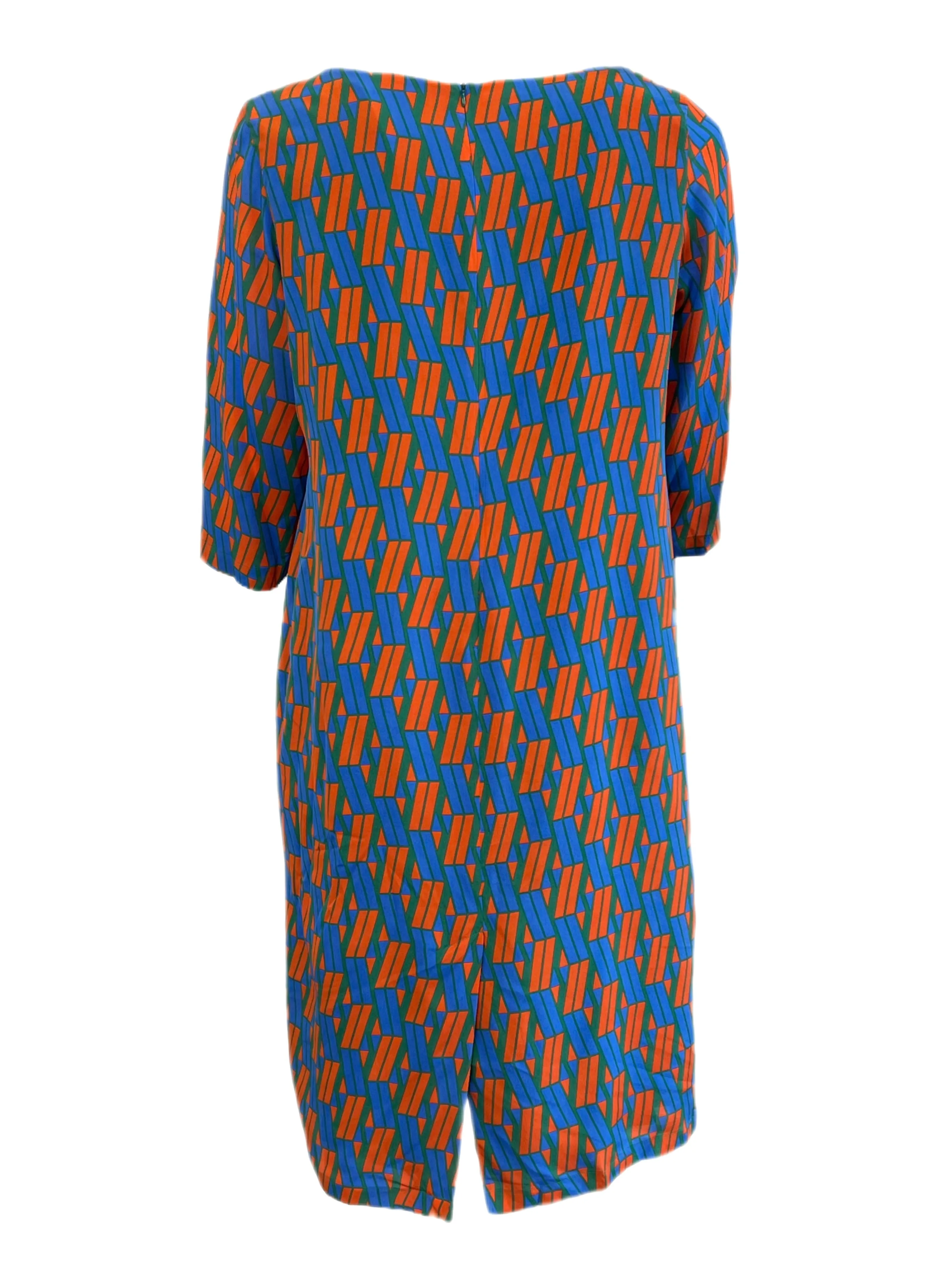 Marina Rinaldi Women's Orange Dedalo Printed Silk Maxi Dress NWT