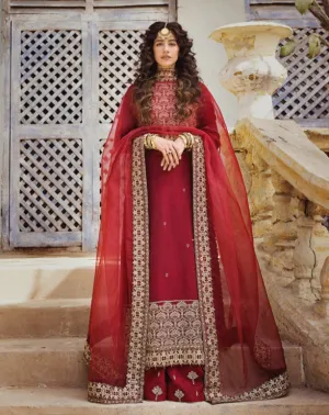 Maroon Raw Silk Salwar Kameez Pakistani Party Dresses