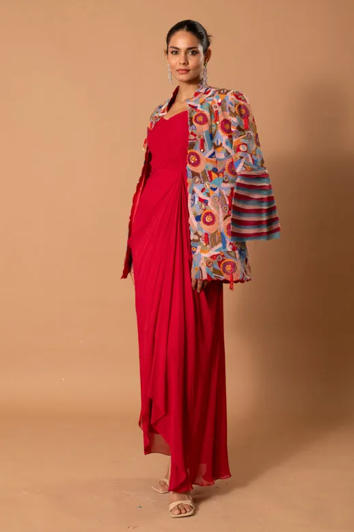 Masquerade Threadwork Georgette Gown Set
