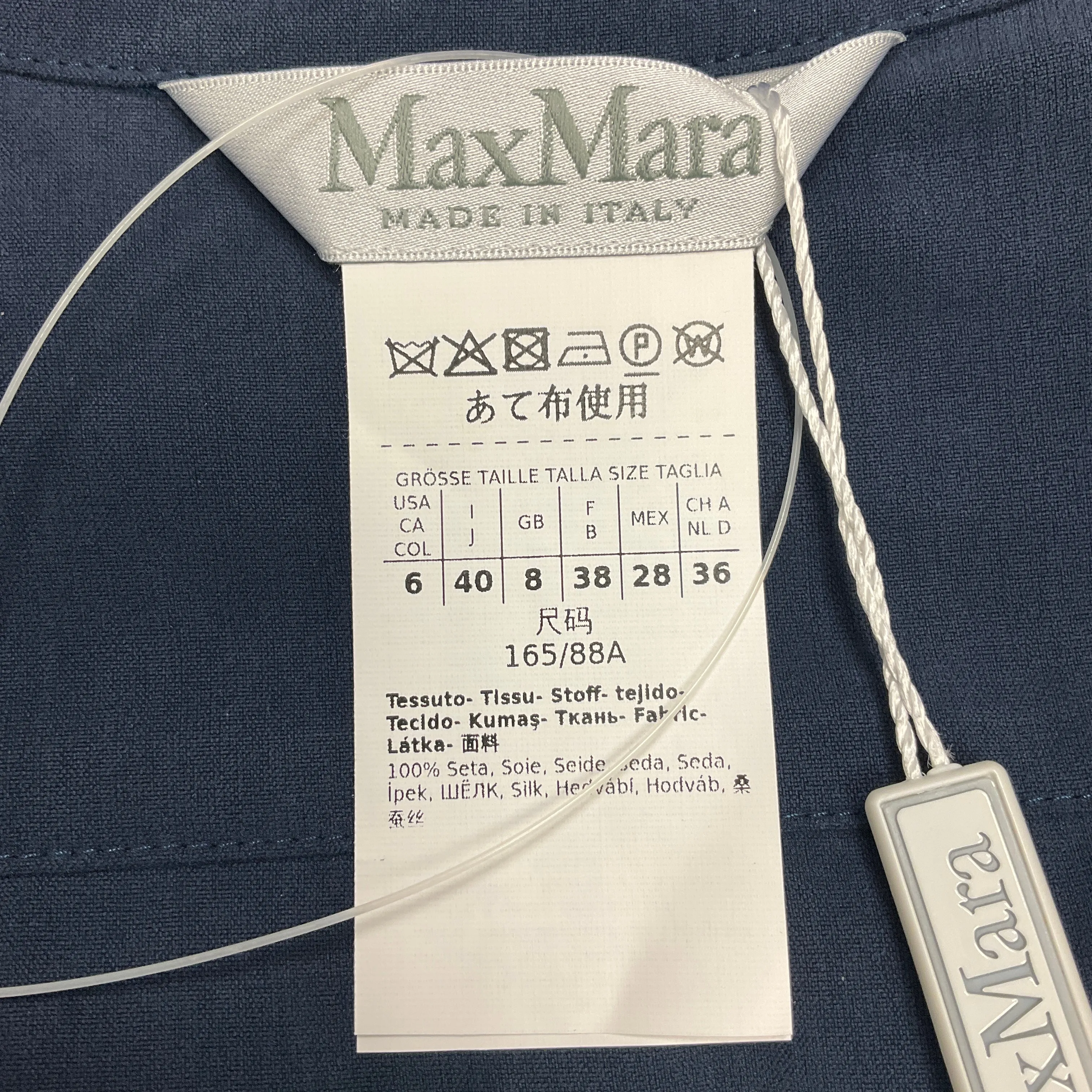 Max Mara Navy Blue James Silk Wrap Dress