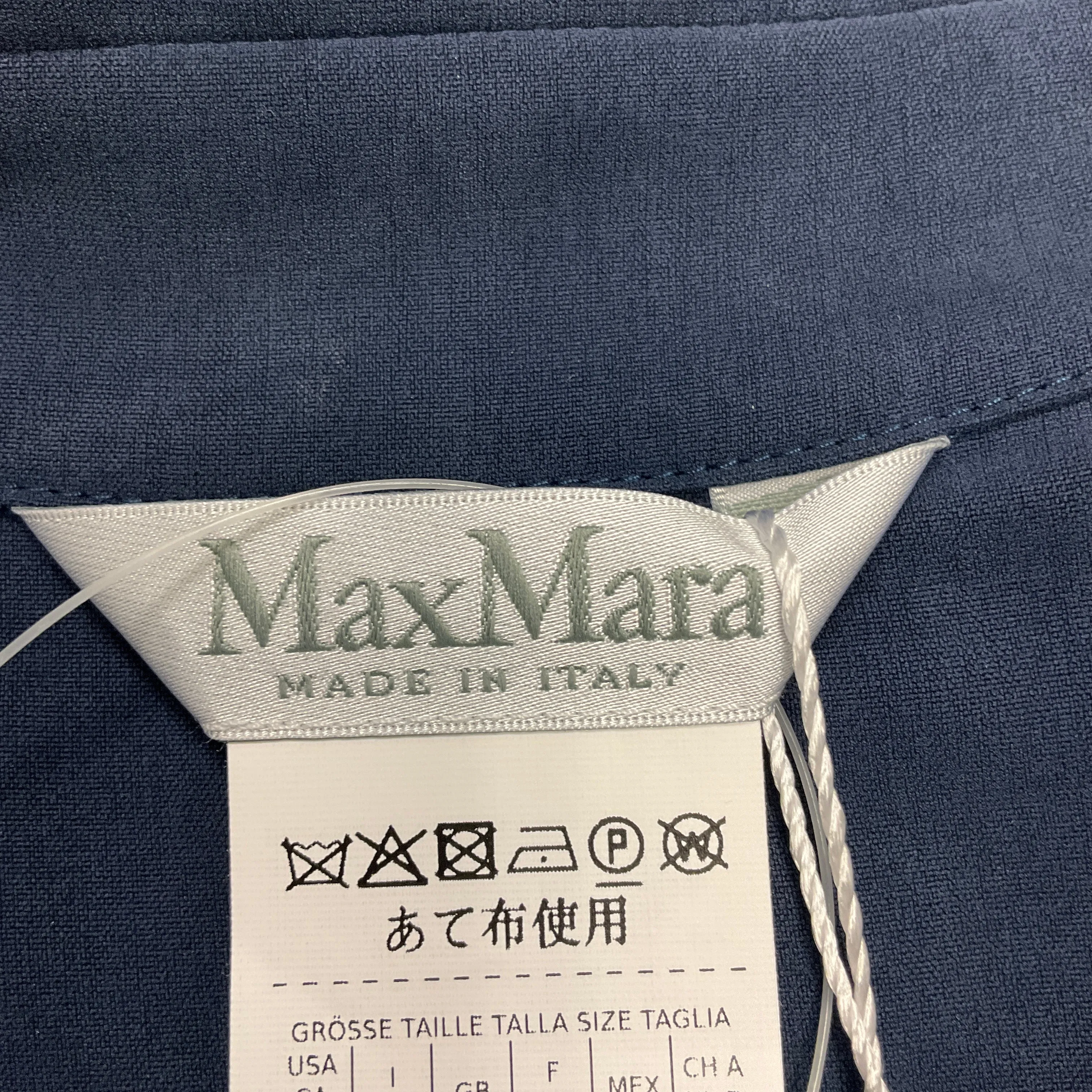 Max Mara Navy Blue James Silk Wrap Dress