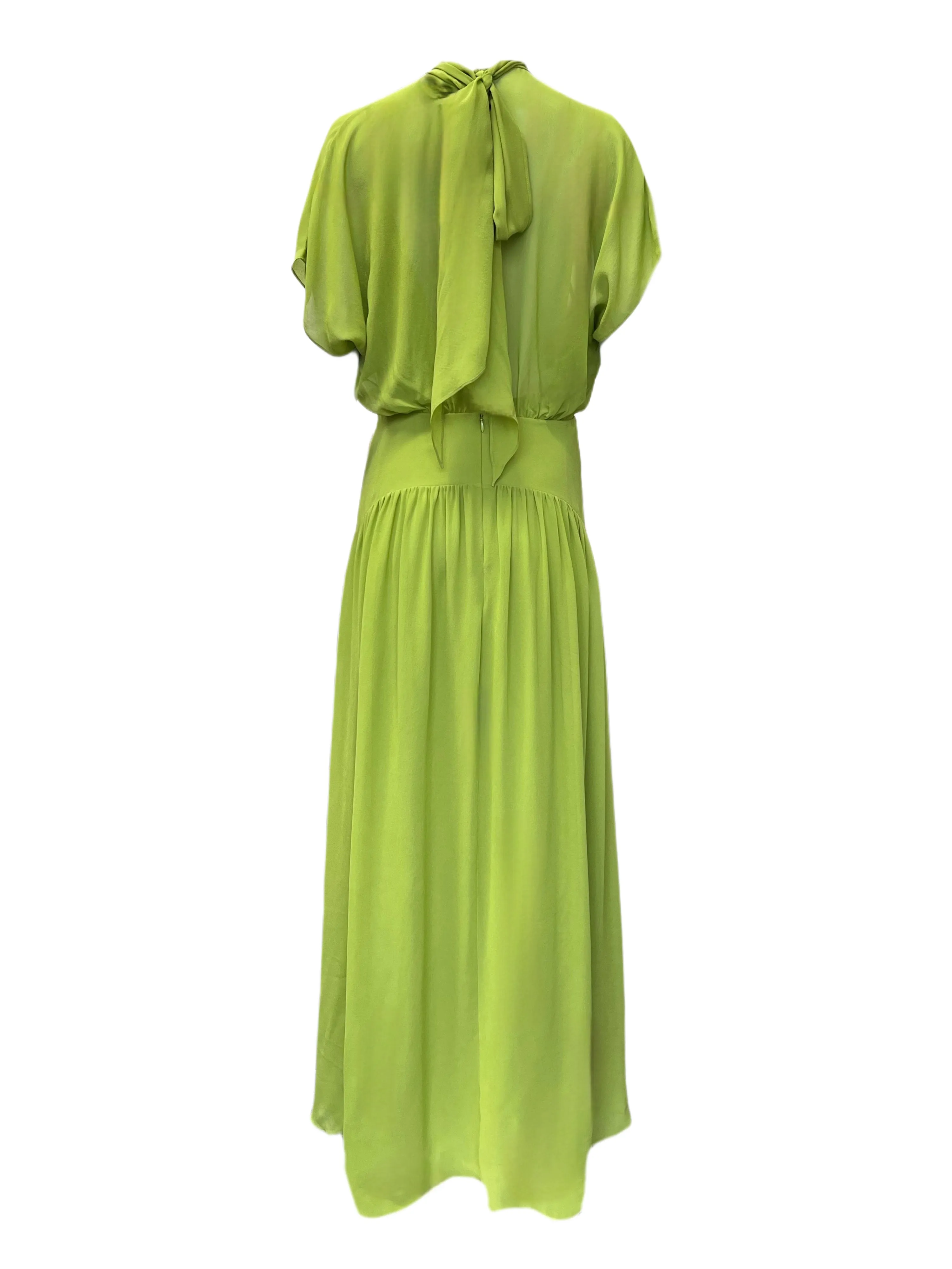 Max Mara Women's Green Gessati Silk Maxi Dress NWT