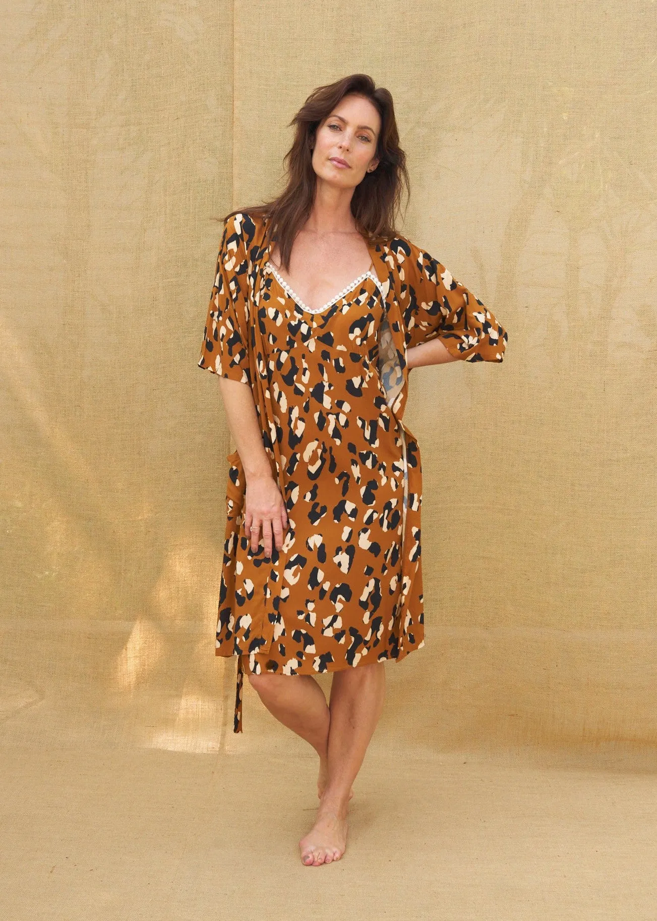 Maya Slip Dress in Leopard
