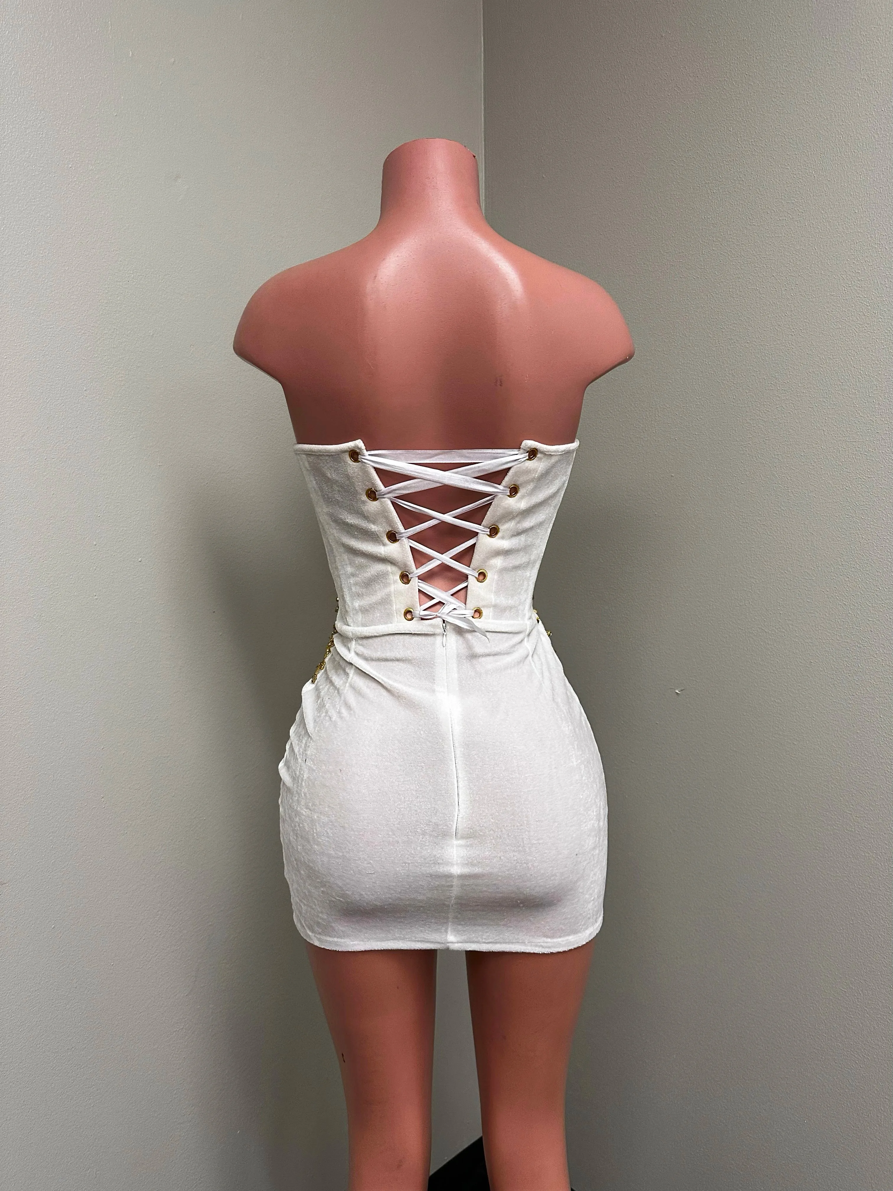 “Mina” Corset Mini Dress in White