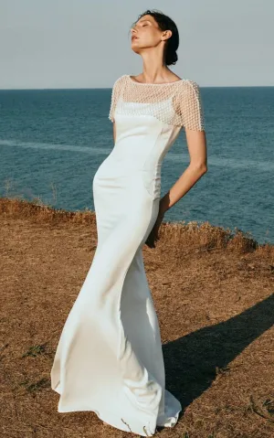 Modern Mermaid Square Neck Satin Wedding Dress-716394