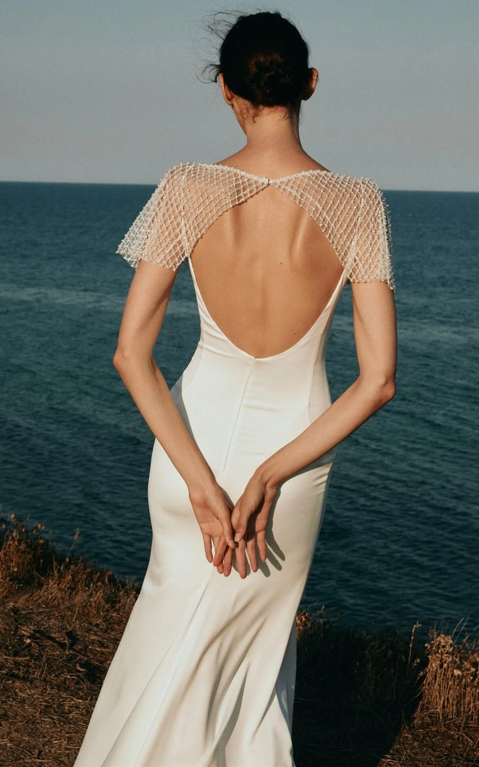Modern Mermaid Square Neck Satin Wedding Dress-716394