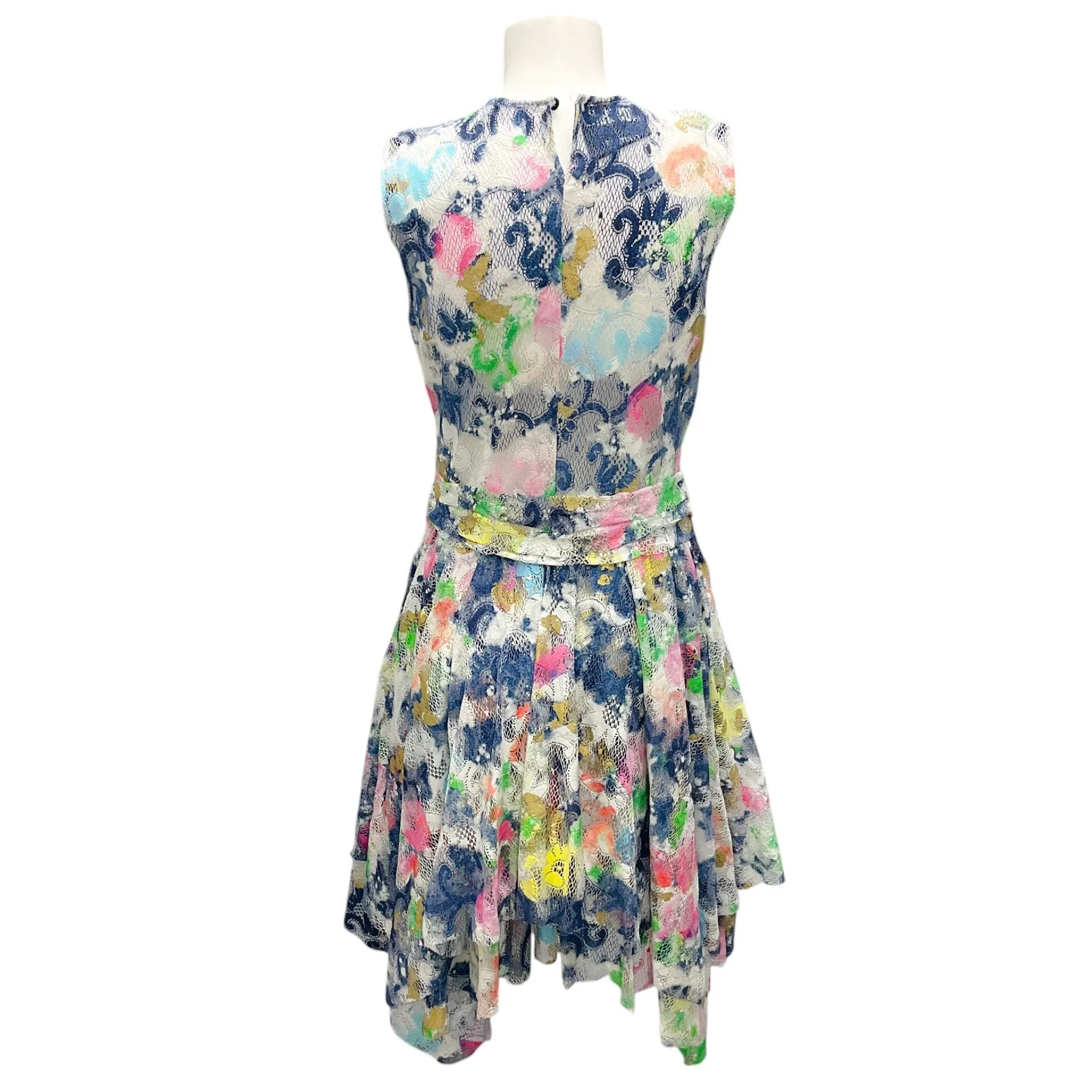 Moschino Couture Ivory / Pink / Blue Multi 2019 Sleeveless Lace Dress