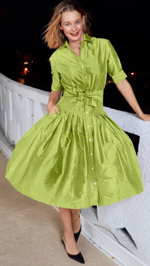 Mrs. Maisel Green Silk Dress by Dizzy Lizzy