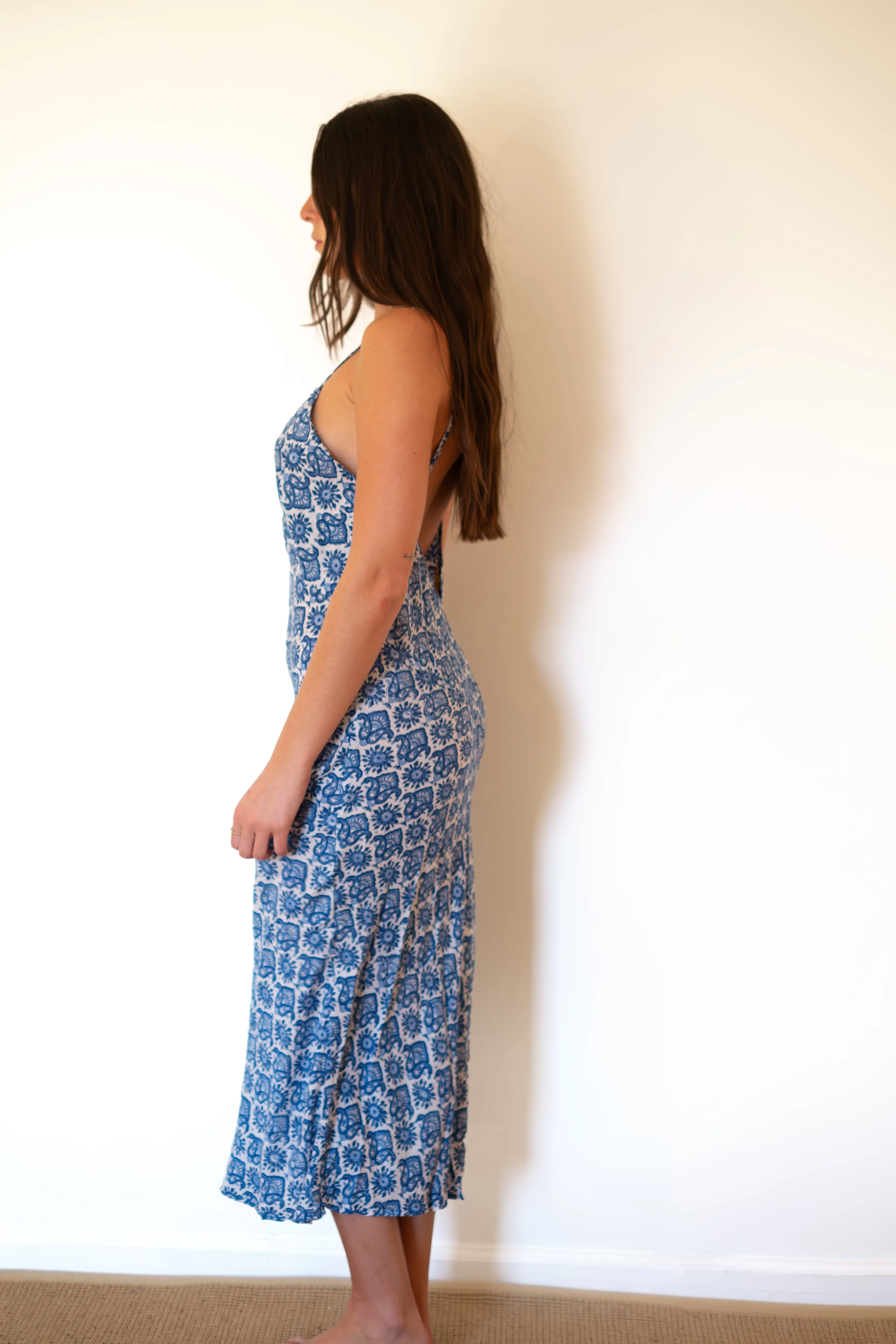 Natalie Martin Eve Slip Dress - Fleur-De-Lis Blue