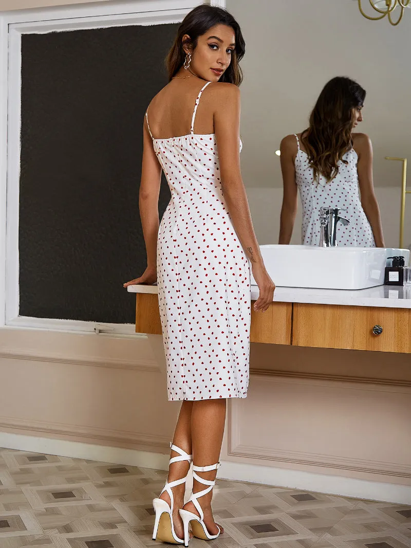 New Dot Print Midi Dress