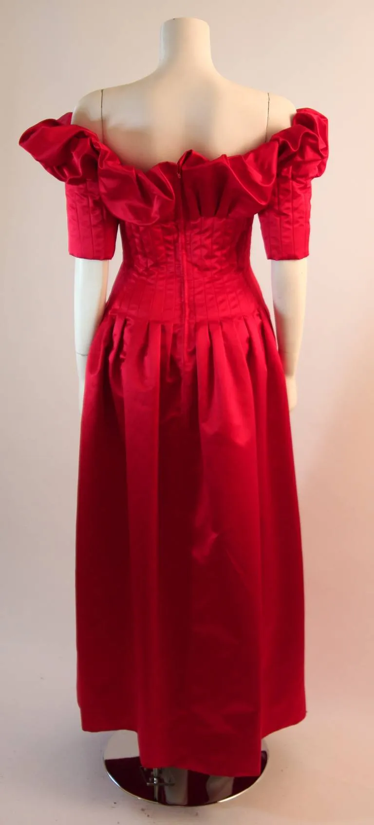 NOLAN MILLER Cardinal Red Tufted Silk Gown