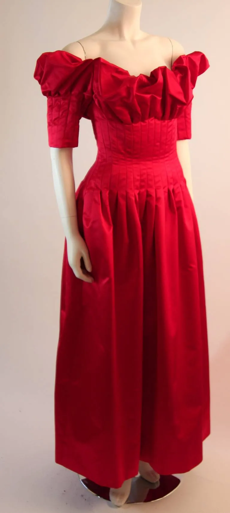 NOLAN MILLER Cardinal Red Tufted Silk Gown