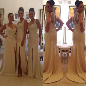 Off Shoulder Side Split Lace Sexy Mermaid Affordable Impressive Wedding Guest Dresses, WG193